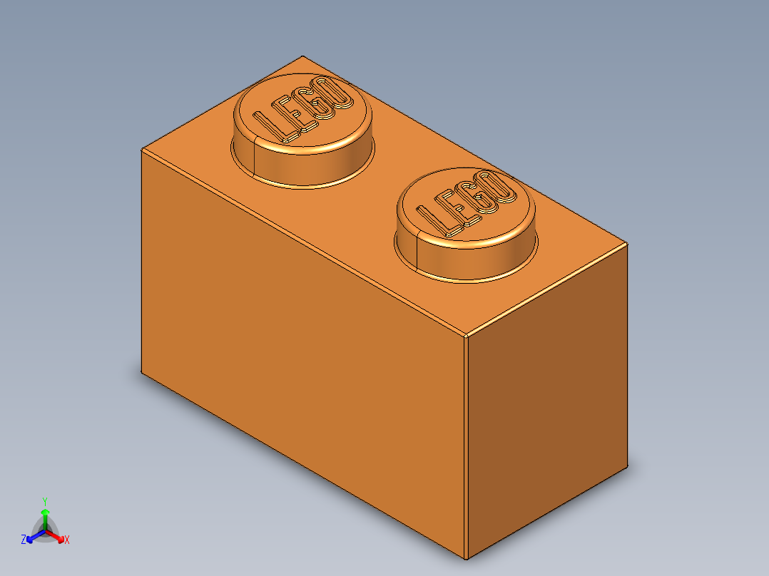 乐高套装 4421基本积木-4121739 - 3004 Bright Orange Brick 1 x 2.STEP正等轴测图