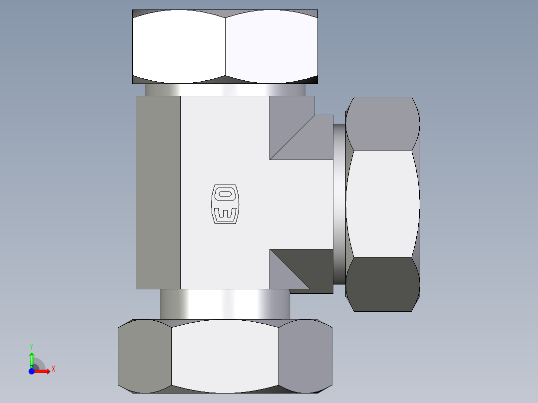 卡套式工业通用硬管接头EO_Standpipe_run_tee_EVL42L71前视图
