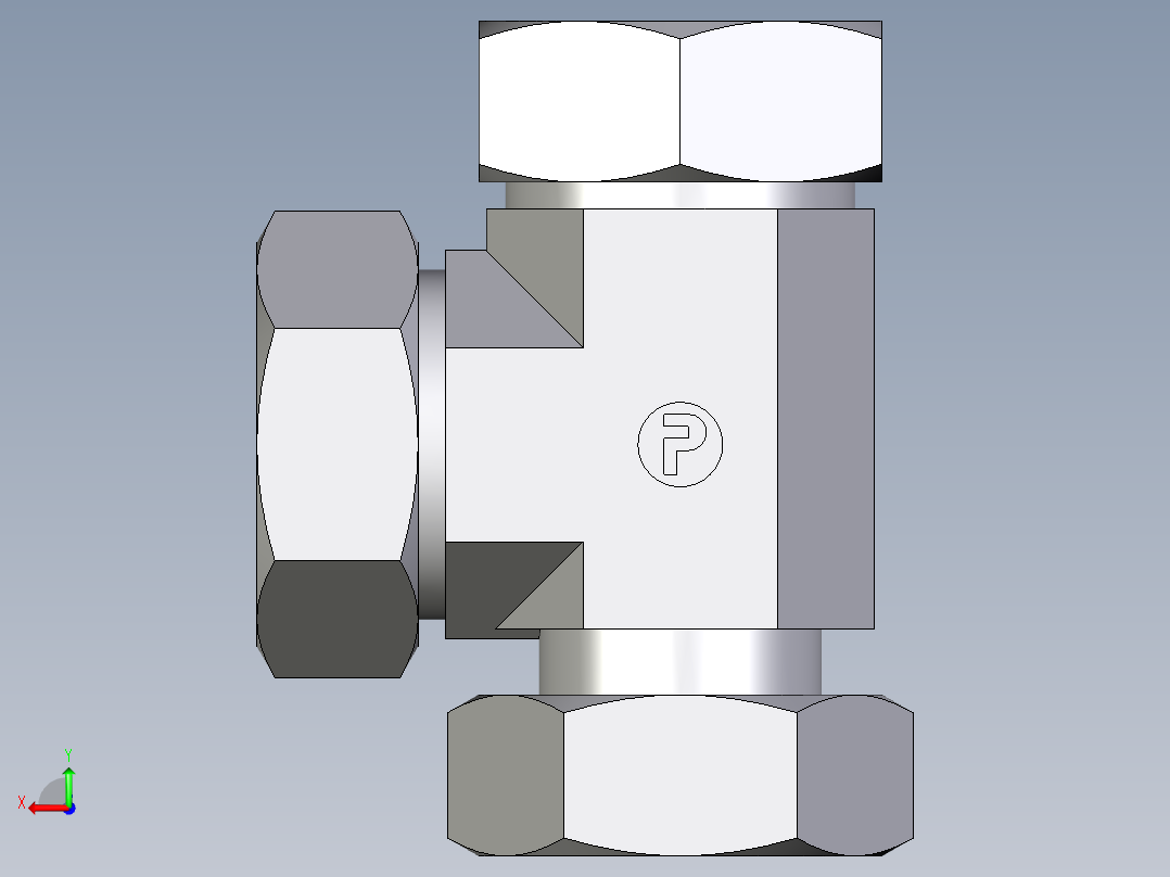 卡套式工业通用硬管接头EO_Standpipe_run_tee_EVL42L71后视图