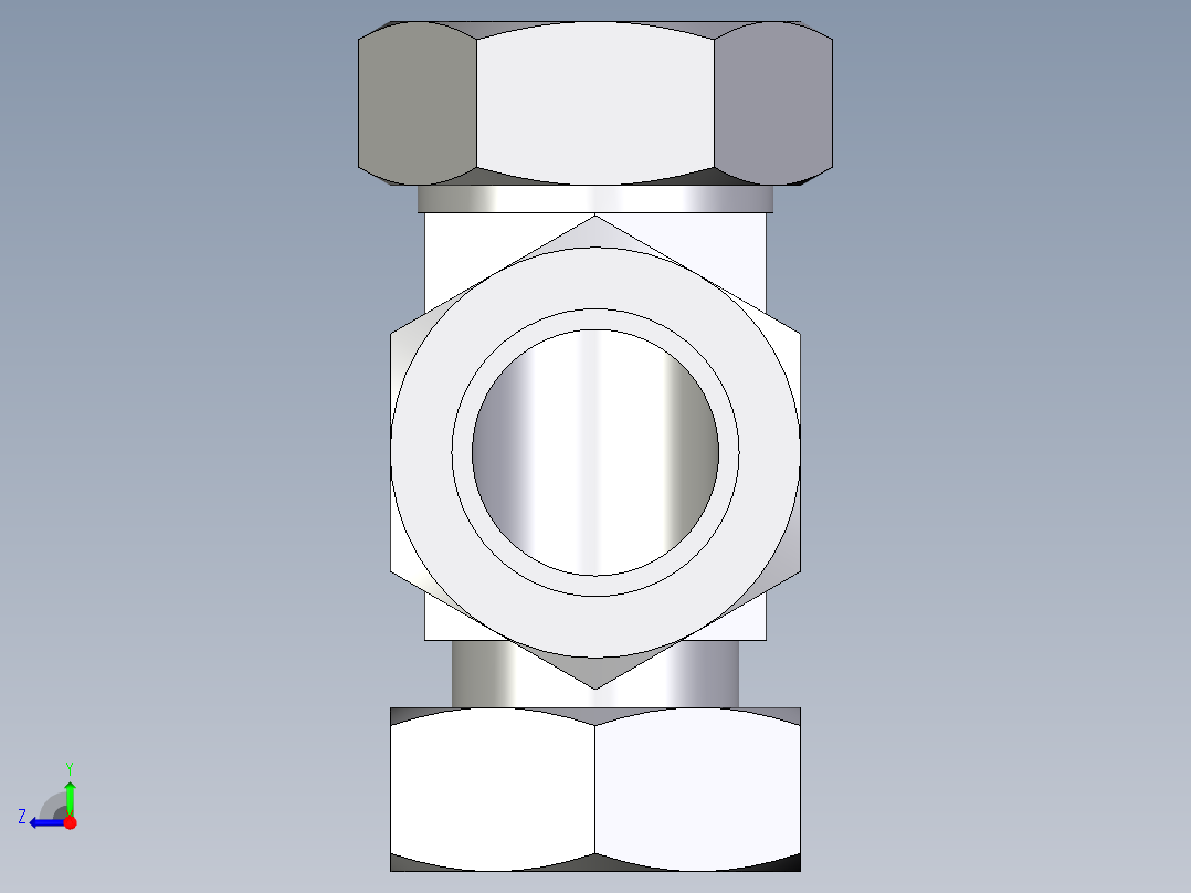 卡套式工业通用硬管接头EO_Standpipe_run_tee_EVL42L71右视图