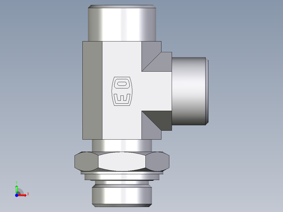 卡套式工业通用硬管接头EO_Adjustable_locknut_run_tee_LEE20SROMDCF前视图