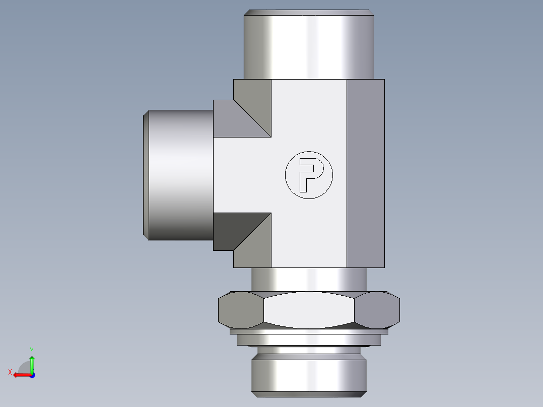 卡套式工业通用硬管接头EO_Adjustable_locknut_run_tee_LEE20SROMDCF后视图