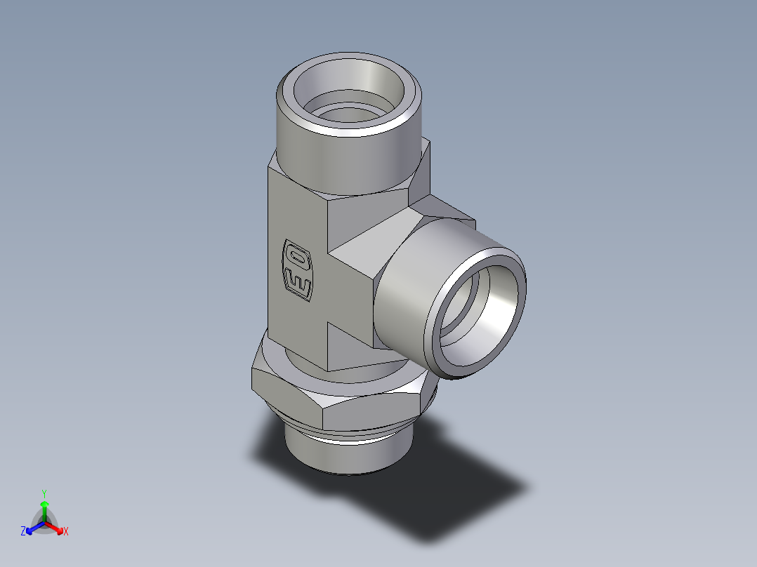 卡套式工业通用硬管接头EO_Adjustable_locknut_run_tee_LEE20SROMDCF正等轴测图
