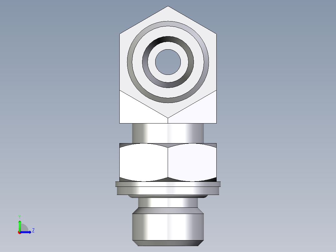 卡套式工业通用硬管接头EO_Adjustable_locknut_branch_tee_TEE08SMOMDCF左视图