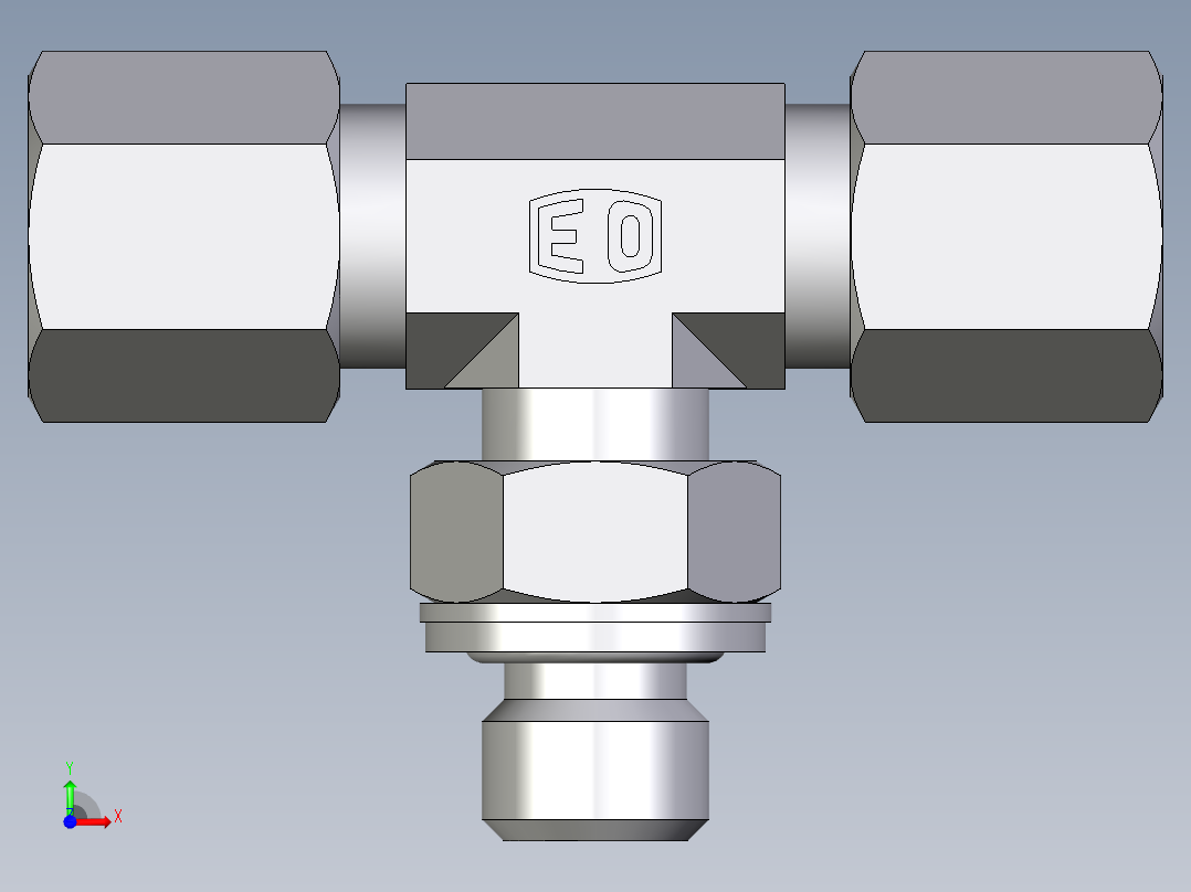 卡套式工业通用硬管接头EO_Adjustable_locknut_branch_tee_TEE06SMCF前视图