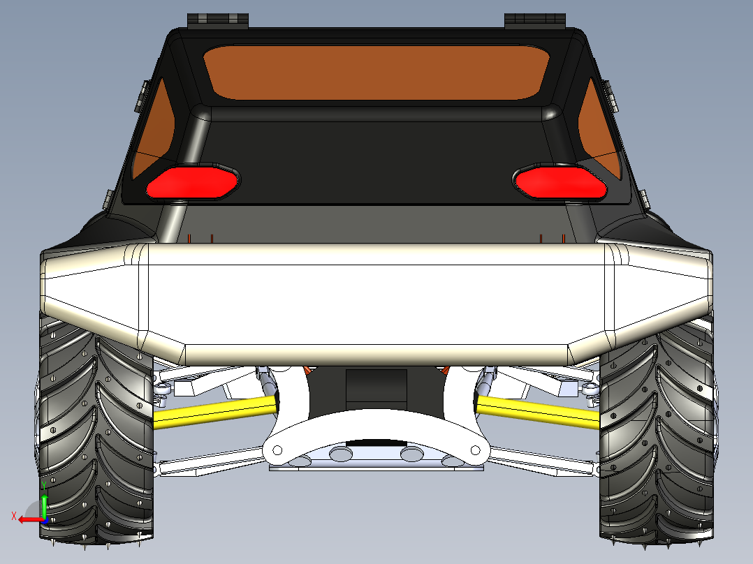 4x4越野车简易模型3D图纸 STEP格式后视图