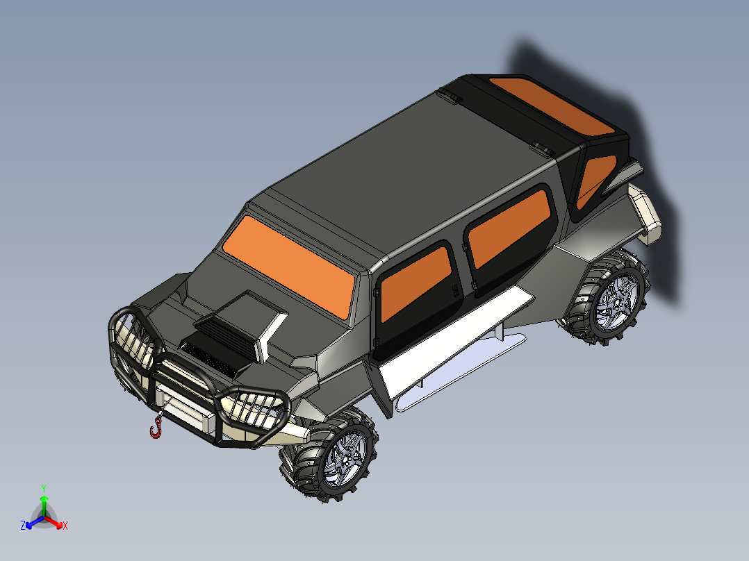 4x4越野车简易模型3D图纸 STEP格式正等轴测图
