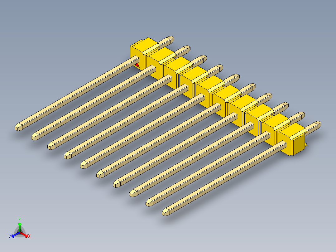 彩色公头100mil（2.54mm）系列-DS1021_yellow_1x10p_100mil_Type19_rev1.0