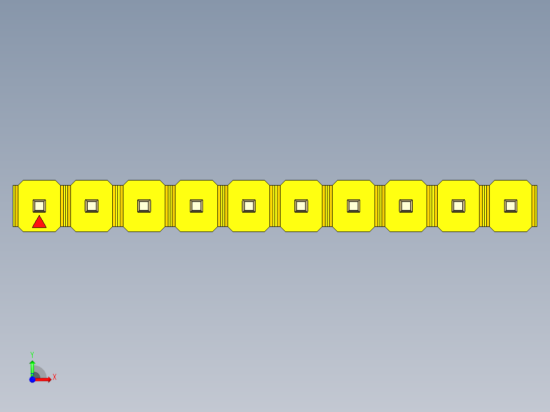 彩色公头100mil（2.54mm）系列-DS1021_yellow_1x10p_100mil_Type19_rev1.0前视图