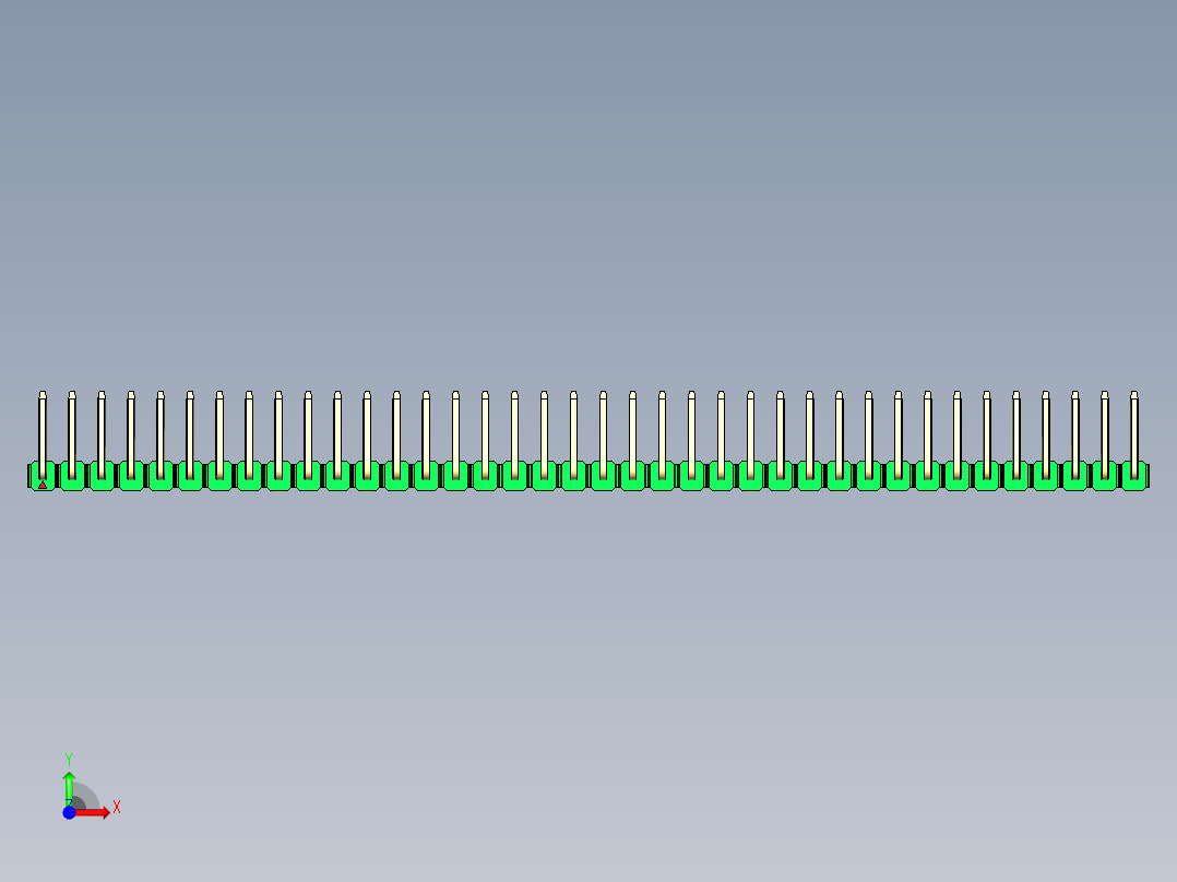 彩色公排针 100mil 2.54mm 系列-DS1022_green_38p_100mil_TypeU_rev1.0前视图