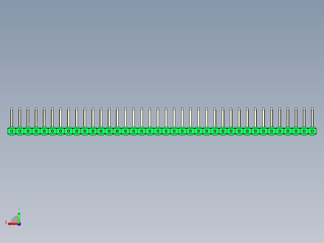 彩色公排针 100mil 2.54mm 系列-DS1022_green_38p_100mil_TypeU_rev1.0后视图