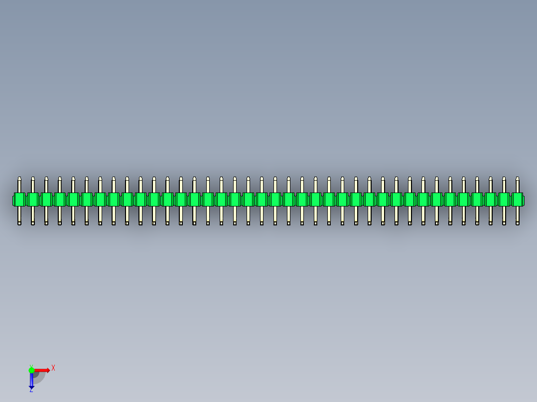 彩色公排针 100mil 2.54mm 系列-DS1022_green_38p_100mil_TypeU_rev1.0俯视图