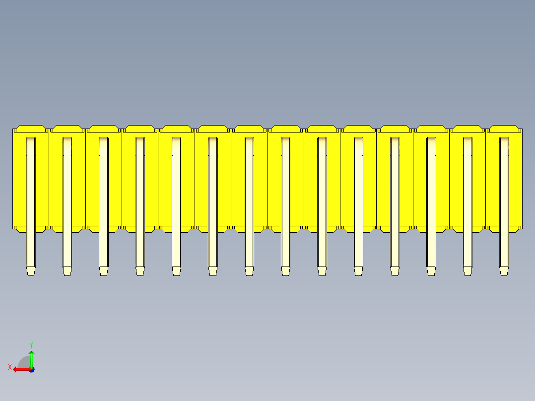 彩色公排针 100mil 2.54mm 系列-DS1022_yellow_3x14p_100mil_TypeD_rev1.0后视图