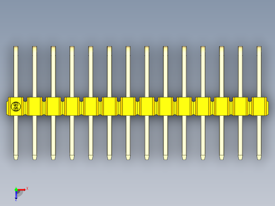 彩色公排针 100mil 2.54mm 系列-DS1022_yellow_3x14p_100mil_TypeD_rev1.0俯视图