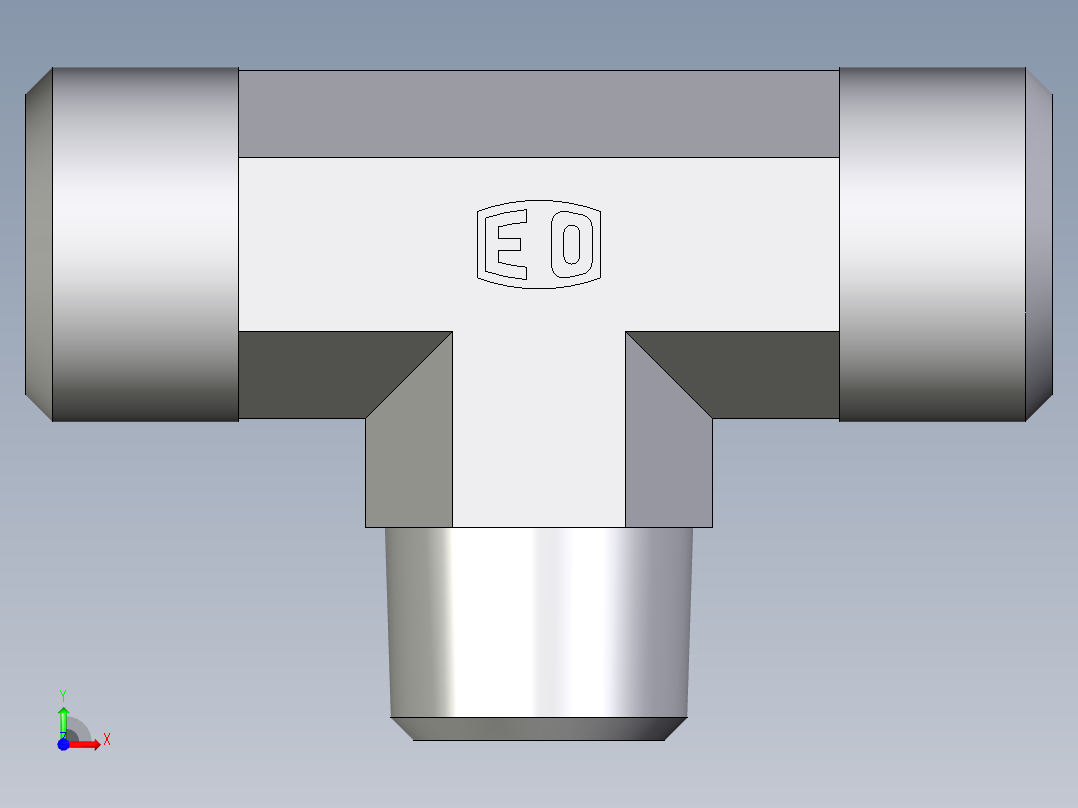 卡套式工业通用硬管接头EO_Male_stud_run_tee_TE12SR71X前视图