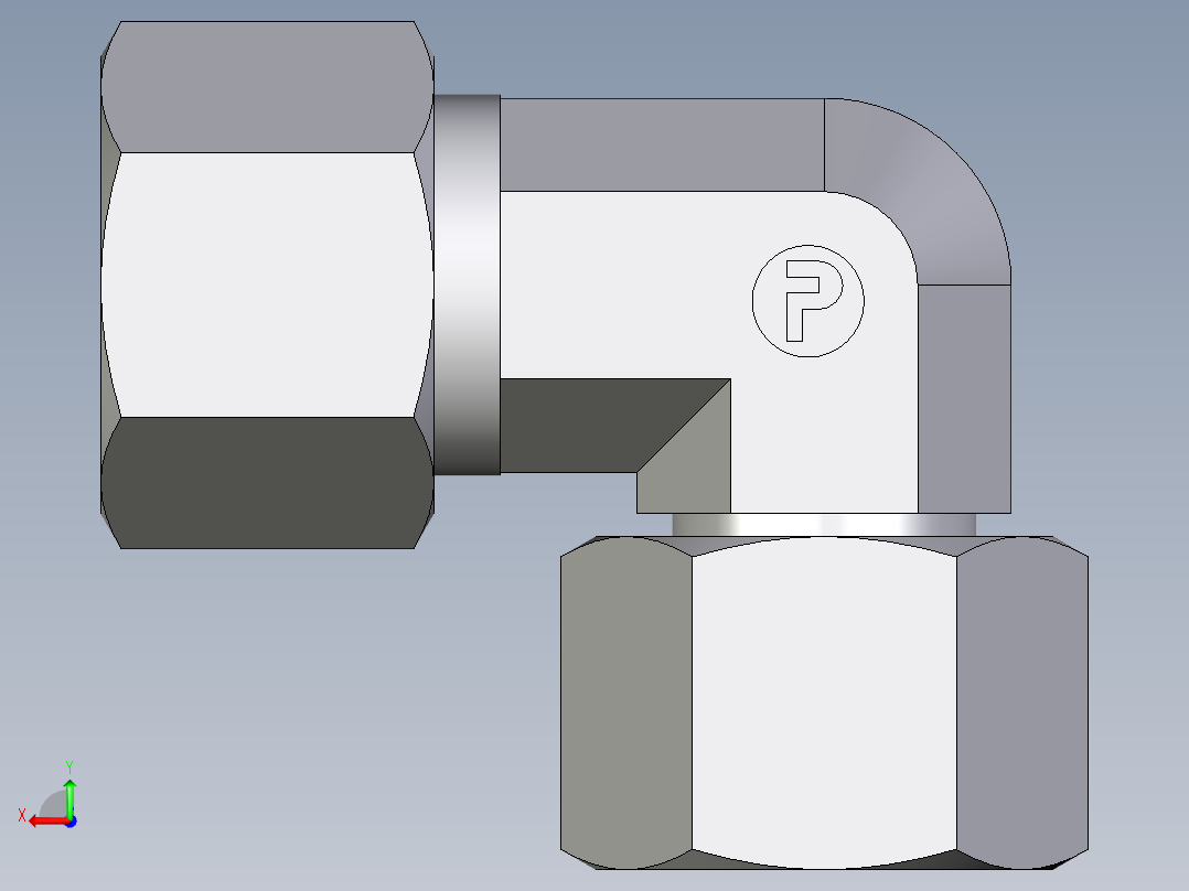 卡套式工业通用硬管接头EO_Swivel_nut_elbow_EW12ZSCF后视图