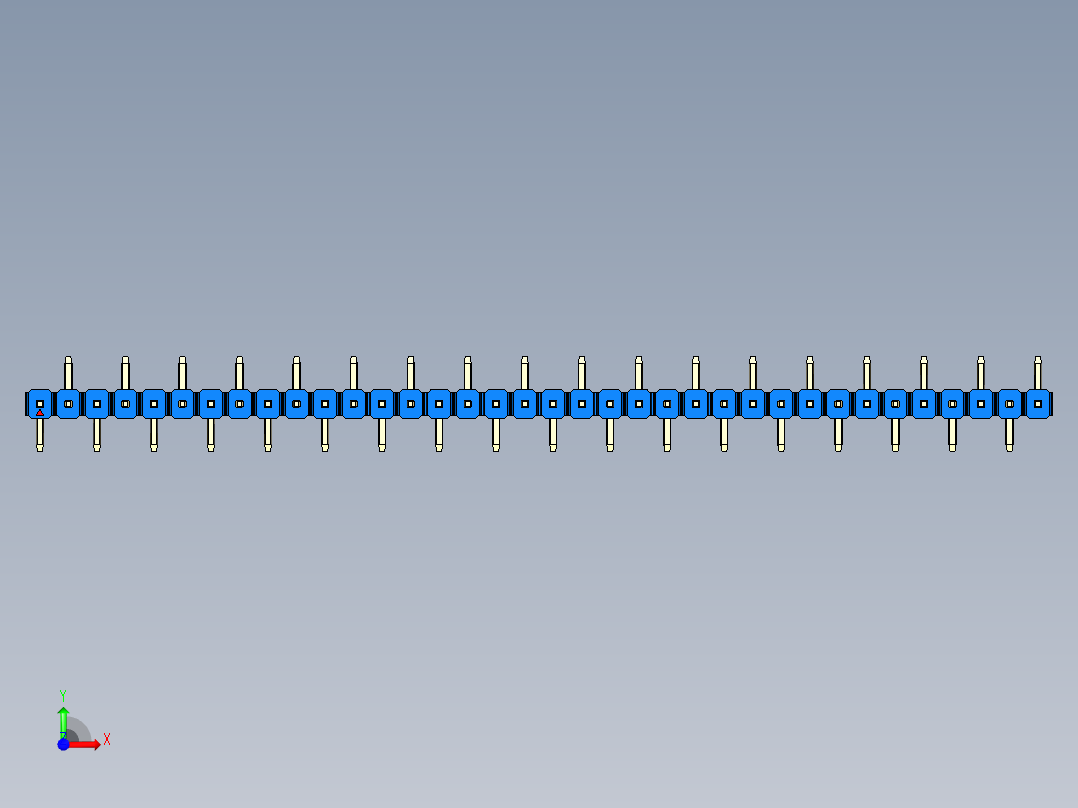 彩色公排针 100mil 2.54mm 系列-DS1022_blue_36p_100mil_Type_SMT_R2_rev1.0前视图