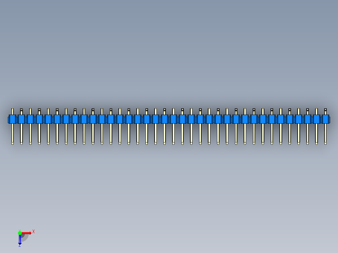 彩色公排针 100mil 2.54mm 系列-DS1022_blue_36p_100mil_Type_SMT_R2_rev1.0俯视图