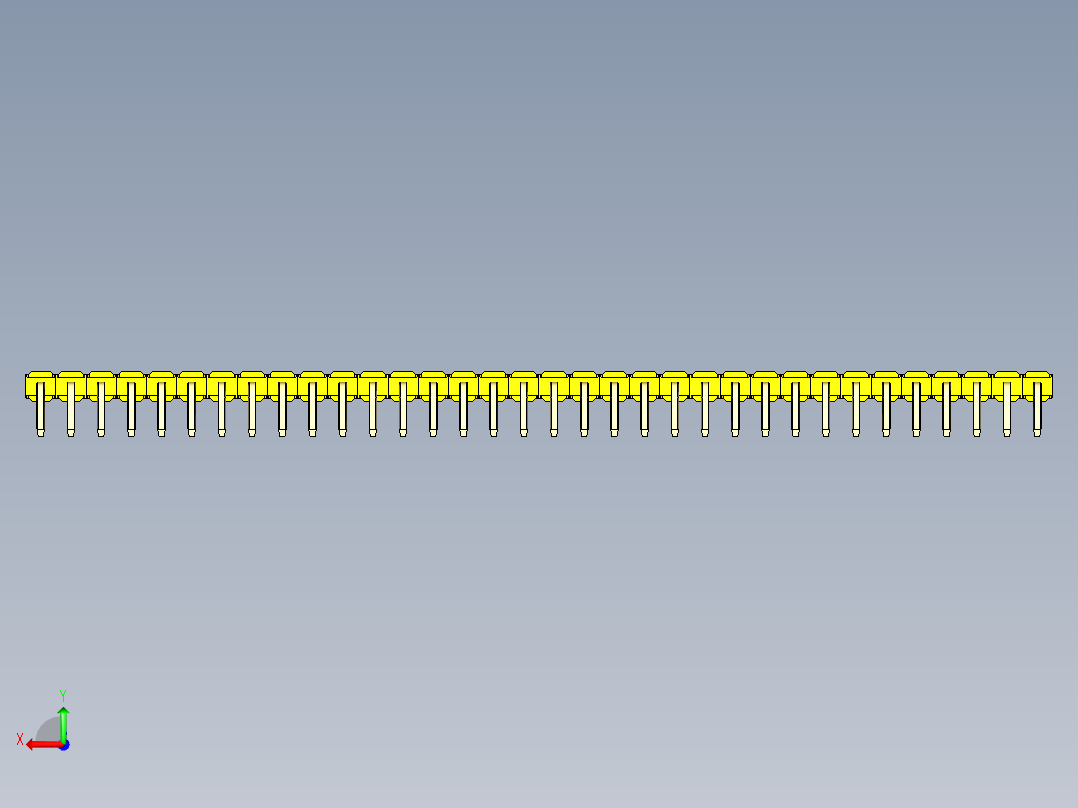 彩色公排针 100mil 2.54mm 系列-DS1022_yellow_1x34p_100mil_TypeD_rev1.0后视图