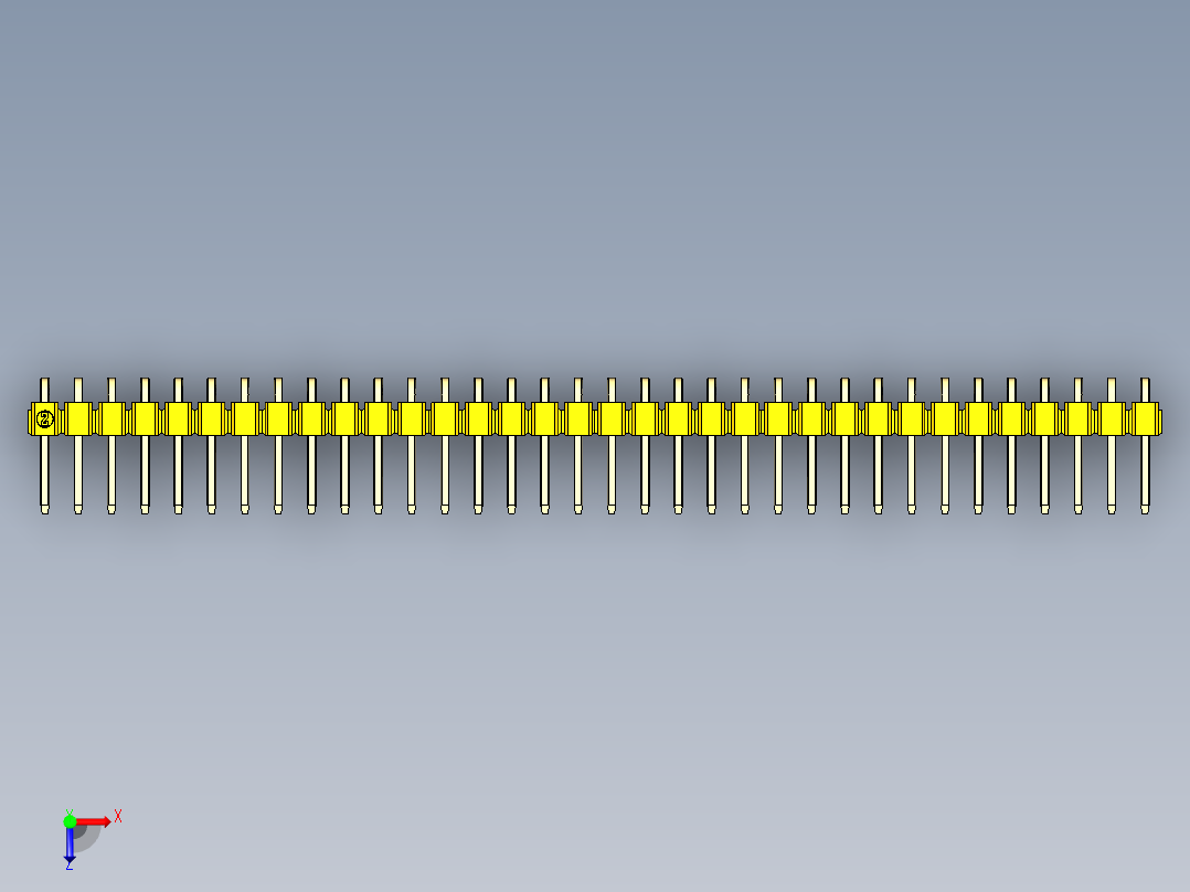 彩色公排针 100mil 2.54mm 系列-DS1022_yellow_1x34p_100mil_TypeD_rev1.0俯视图
