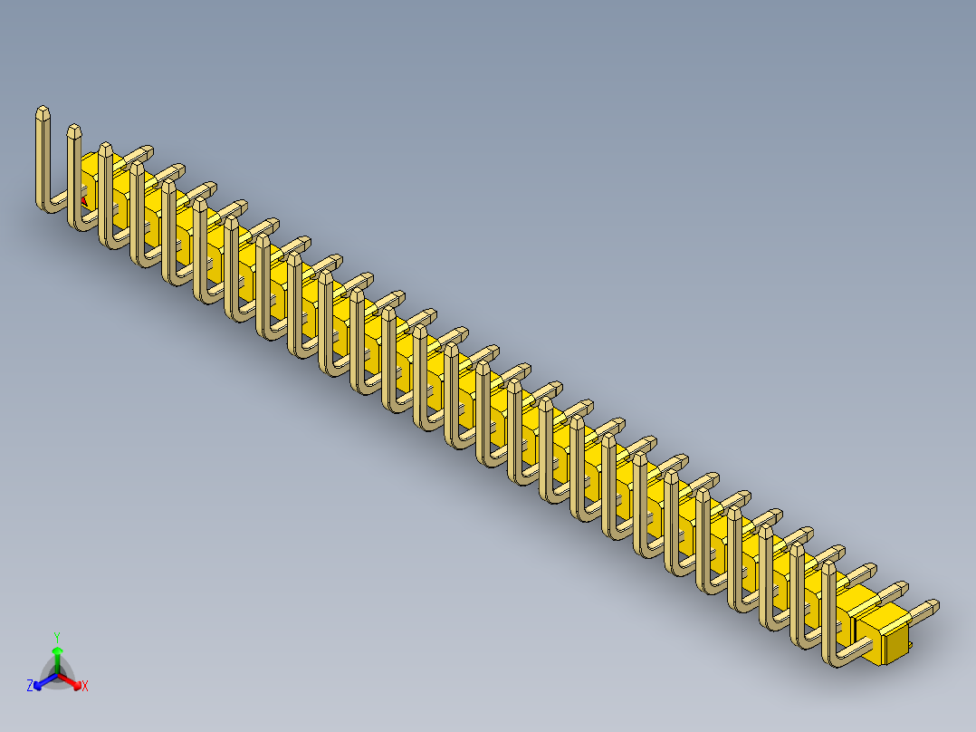 彩色公排针 100mil 2.54mm 系列-DS1022_yellow_26p_100mil_TypeU_rev1.0
