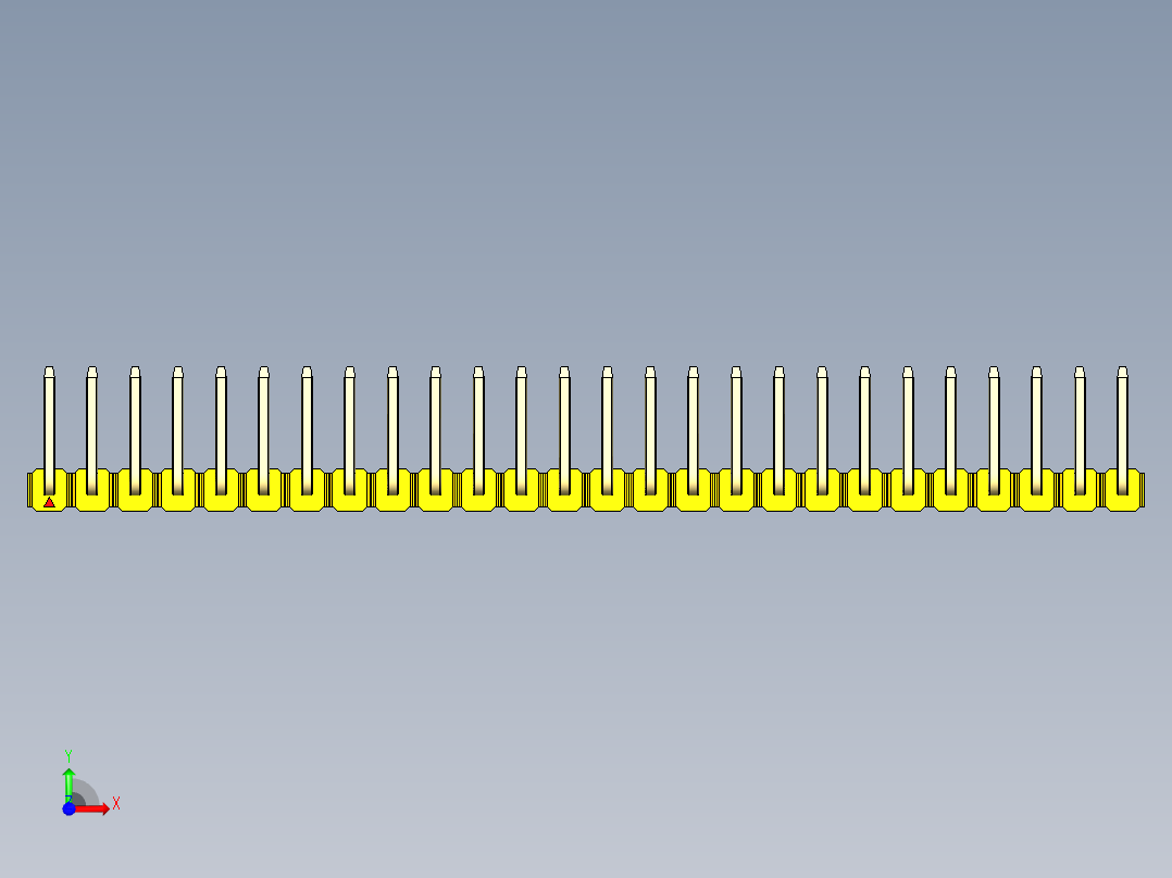 彩色公排针 100mil 2.54mm 系列-DS1022_yellow_26p_100mil_TypeU_rev1.0前视图