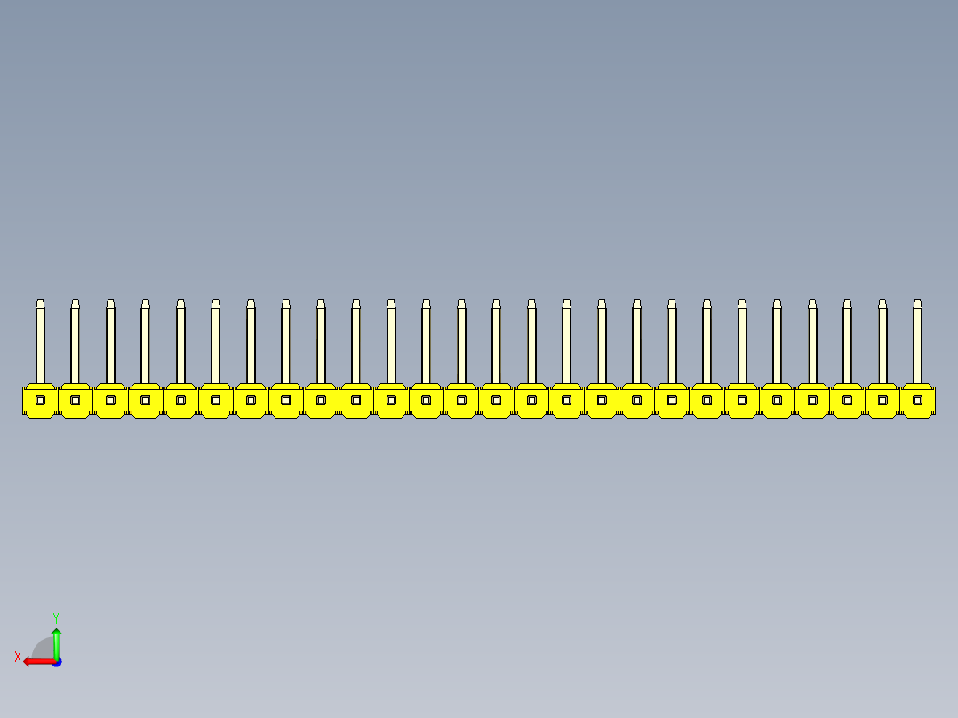 彩色公排针 100mil 2.54mm 系列-DS1022_yellow_26p_100mil_TypeU_rev1.0后视图
