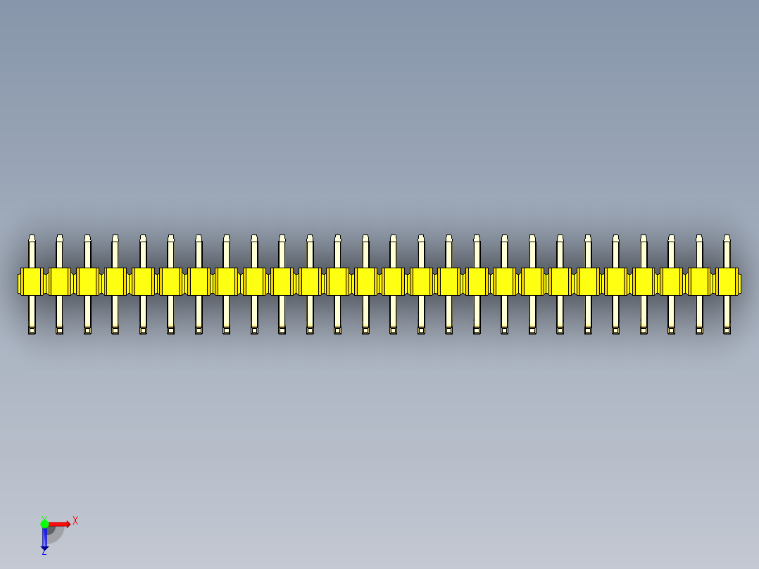 彩色公排针 100mil 2.54mm 系列-DS1022_yellow_26p_100mil_TypeU_rev1.0俯视图