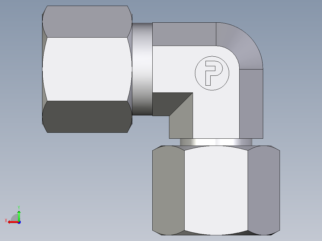 卡套式工业通用硬管接头EO_Swivel_nut_elbow_EW10ZLCF后视图
