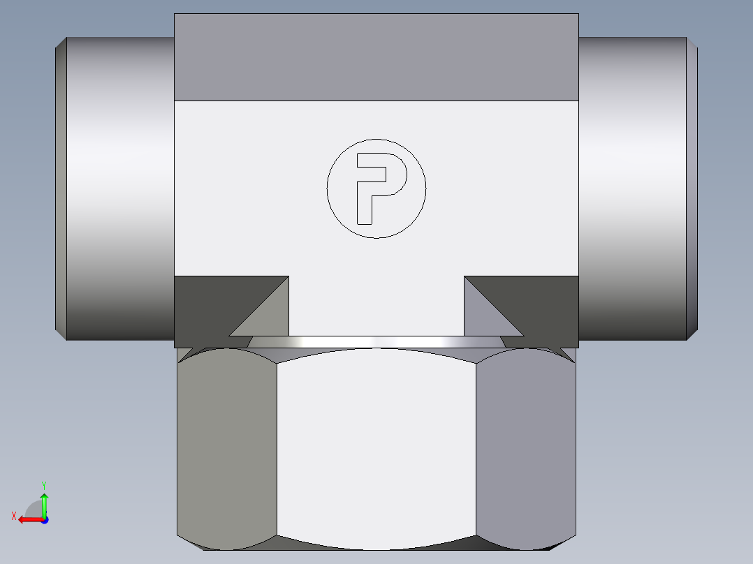 卡套式工业通用硬管接头EO_Swivel_nut_branch_tee_ET28LOMD71后视图