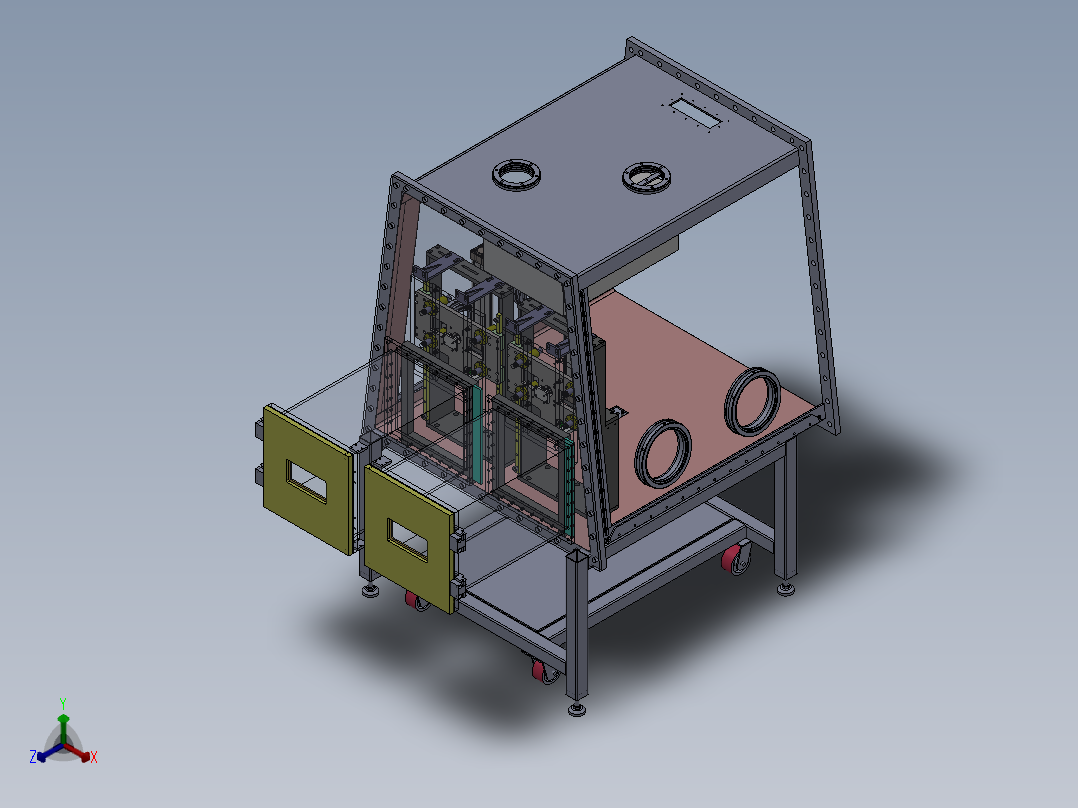 1.2米8工位铝壳手套箱（sw16可编辑+工程图）正等轴测图