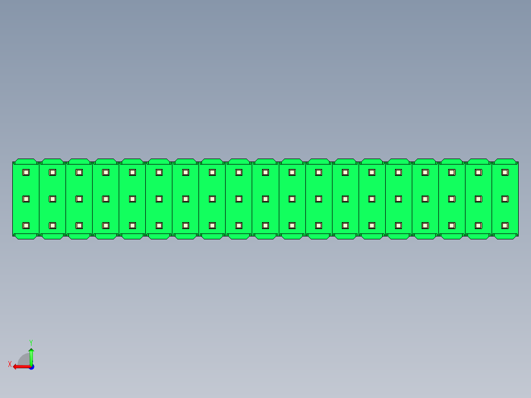 彩色公头100mil（2.54mm）系列-DS1021_green_3x19p_100mil_Type43_rev1.0后视图