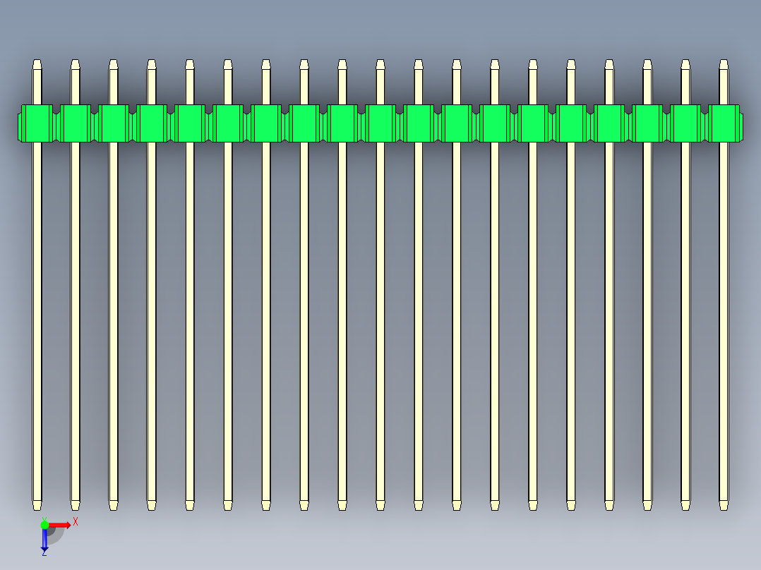 彩色公头100mil（2.54mm）系列-DS1021_green_3x19p_100mil_Type43_rev1.0俯视图