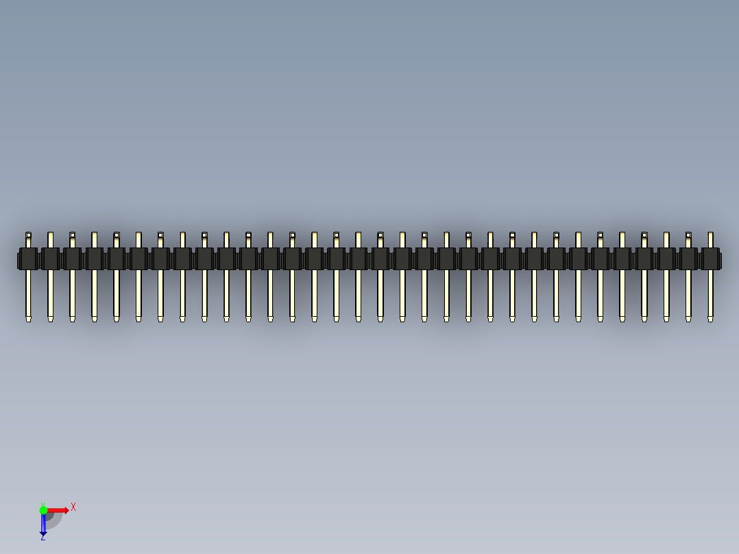 彩色公排针 100mil 2.54mm 系列-DS1022_black_32p_100mil_Type_SMT_R1_rev1.0俯视图