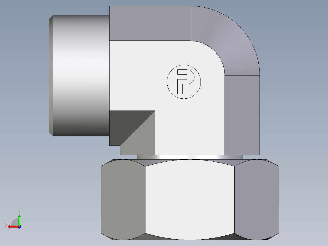 卡套式工业通用硬管接头EO_Swivel_nut_elbow_EW25SOMDCF后视图