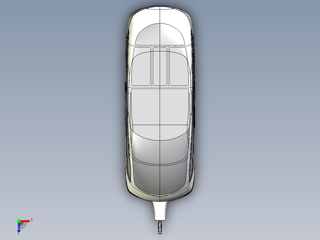 Caravan for Model X房车拖车造型3D图纸 STEP格式俯视图