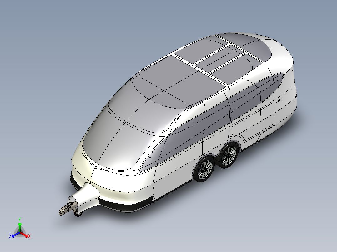 Caravan for Model X房车拖车造型3D图纸 STEP格式正等轴测图