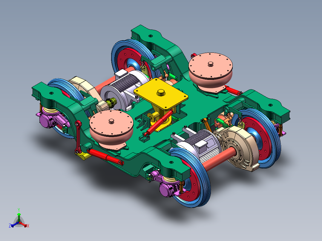 动车转向架模型SW2018正等轴测图