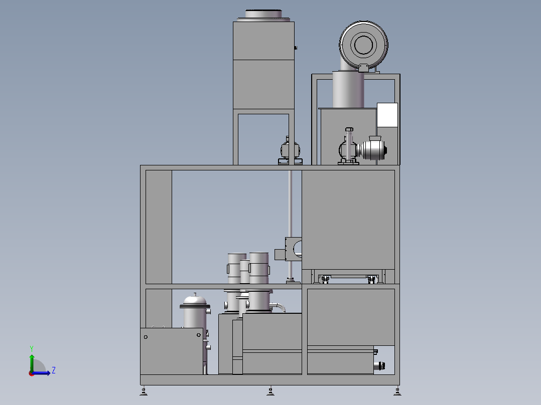 步进式清洗机3D模型左视图