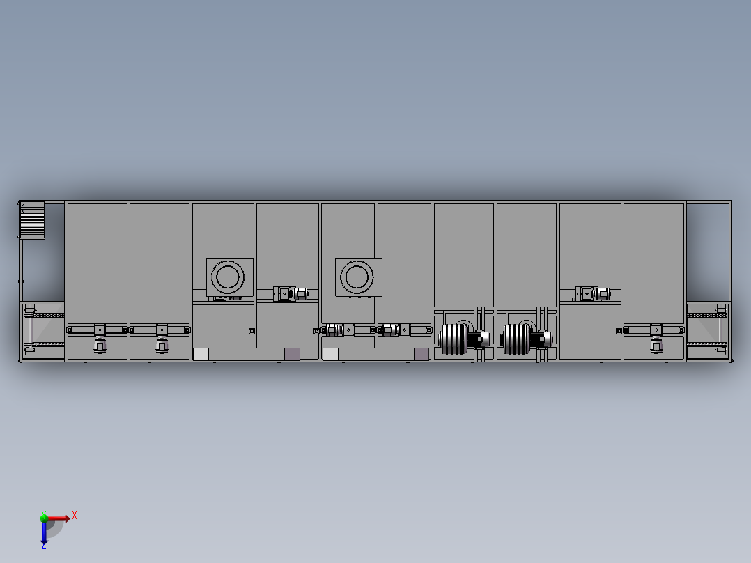 步进式清洗机3D模型俯视图