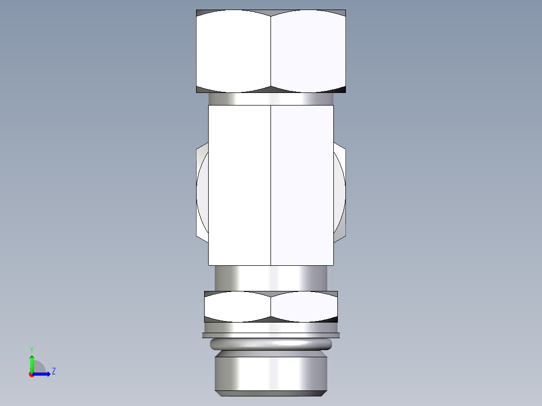卡套式工业通用硬管接头EO_Adjustable_locknut_run_tee_LEE22ZLM27X2ORCF左视图