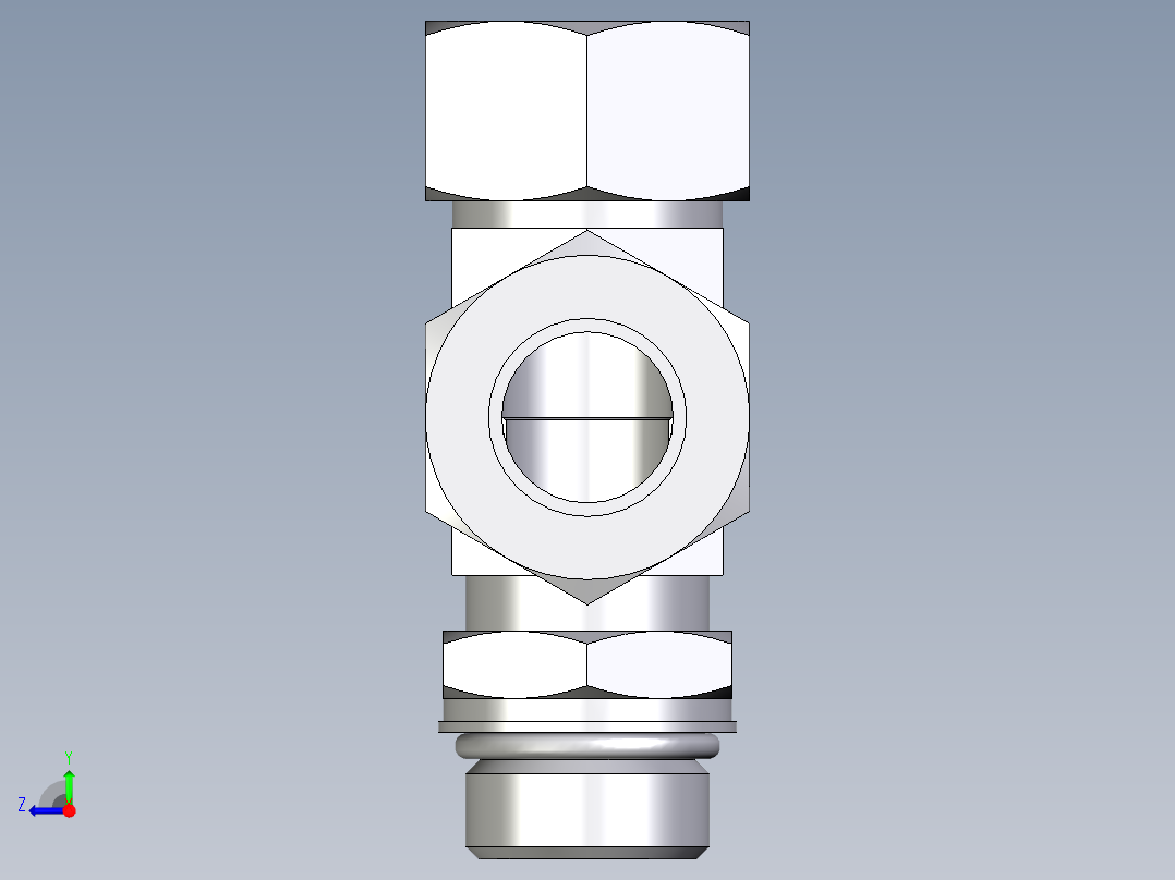卡套式工业通用硬管接头EO_Adjustable_locknut_run_tee_LEE22ZLM27X2ORCF右视图
