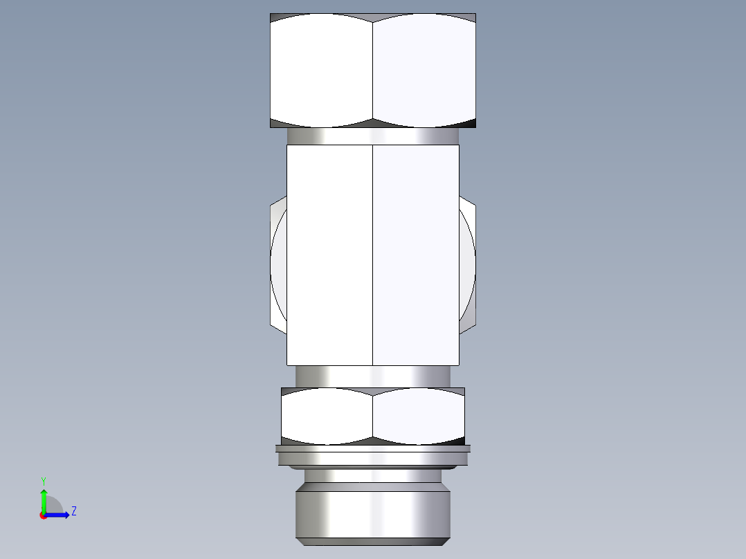 卡套式工业通用硬管接头EO_Adjustable_locknut_run_tee_LEE22LM27x2CF左视图