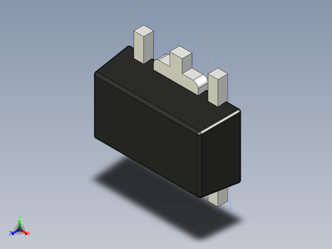 分立半导体元件封装-SOT89-5L正等轴测图