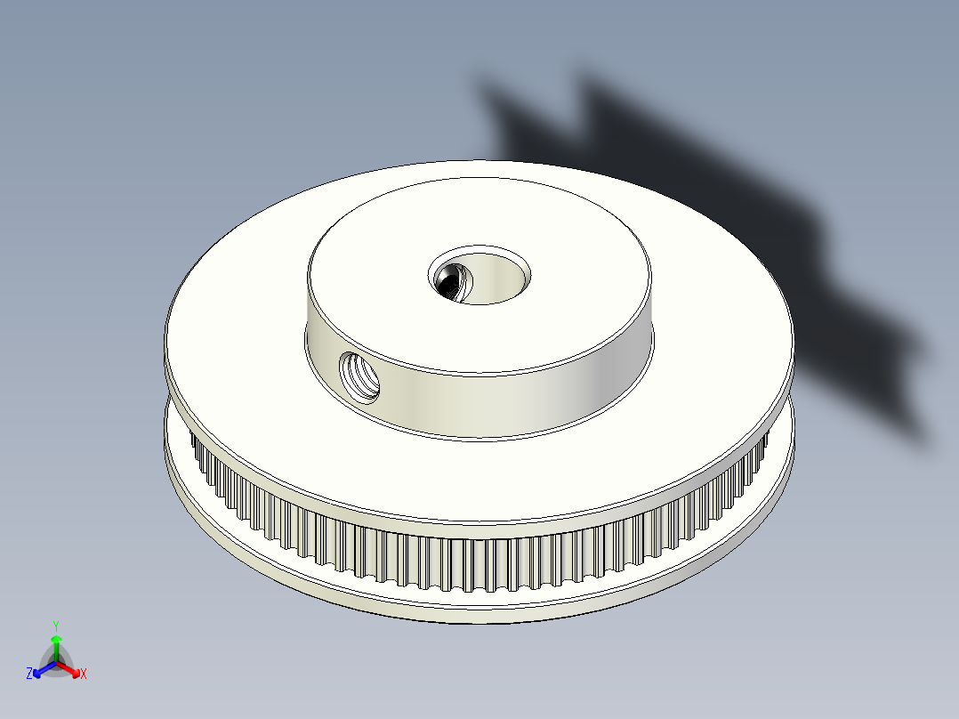2GT滑轮，BF型，80齿，外径55毫米；6mm和10mm皮带宽度；8毫米、10毫米、12毫米和15毫米孔径正等轴测图