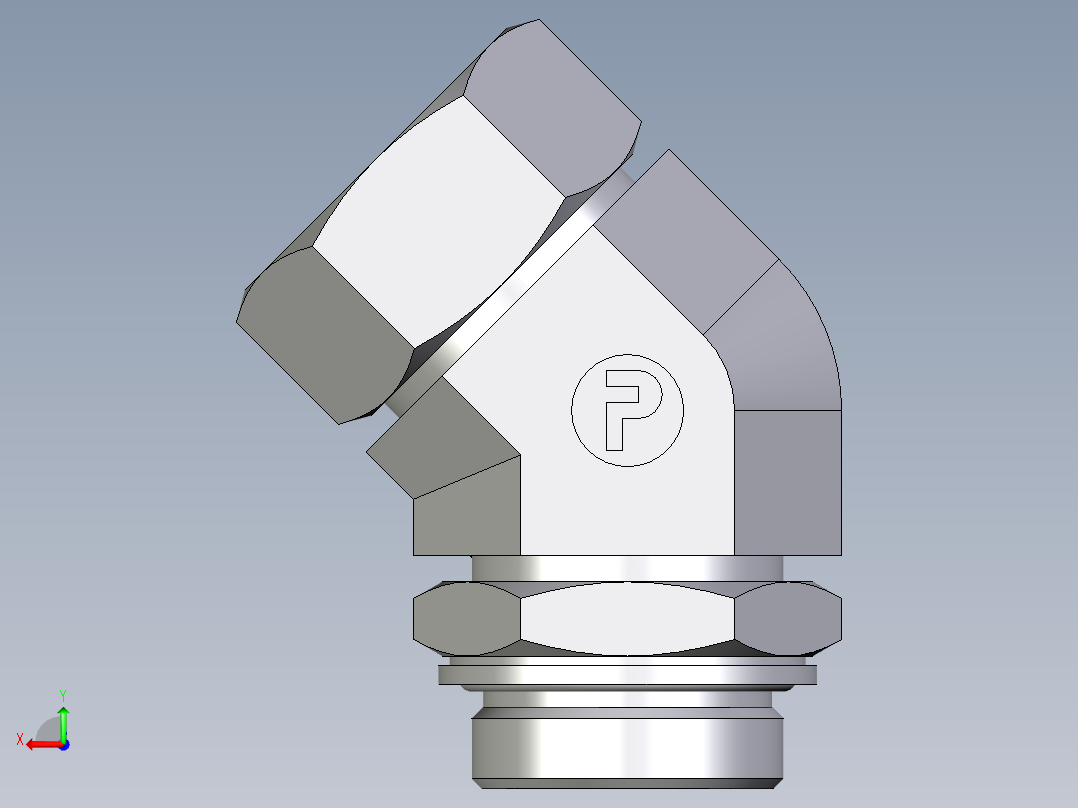 卡套式工业通用硬管接头EO_Adjustable_locknut_45_deg_elbow_VEE35LMCF后视图