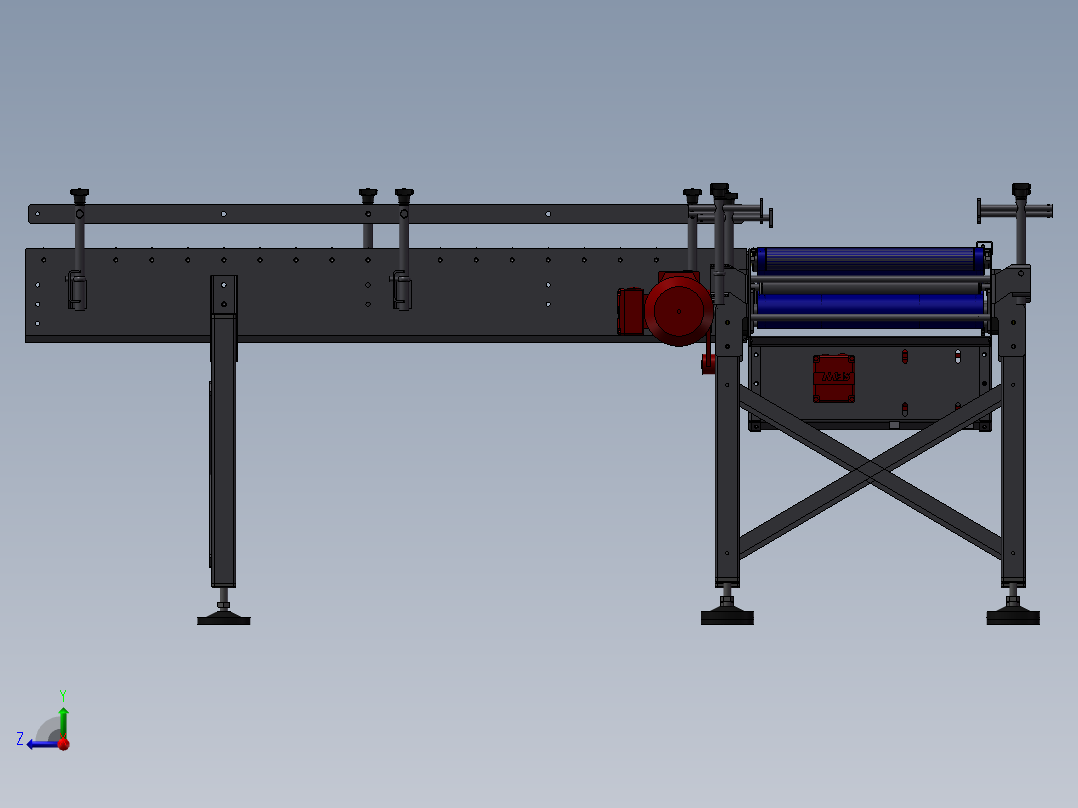 皮带滚筒输送机右视图