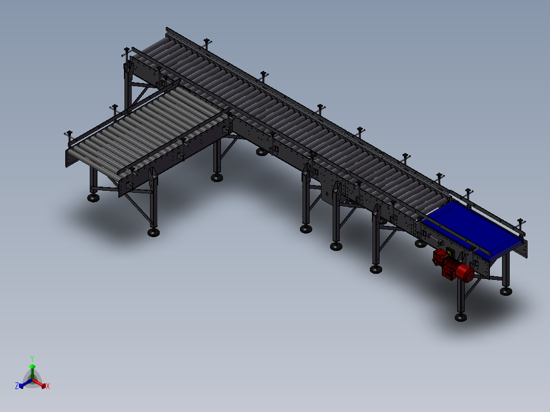 皮带滚筒输送机正等轴测图