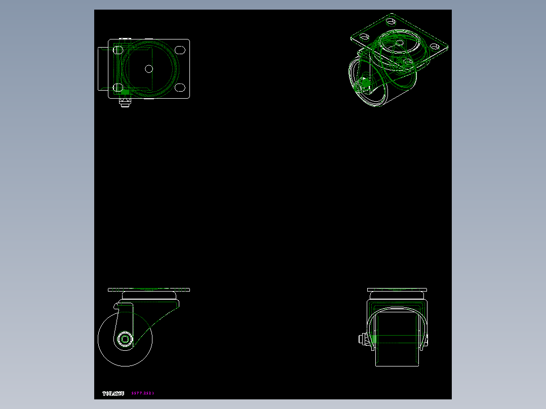 中荷重腳輪(1000N)5577-2D多系列多零件图纸模型