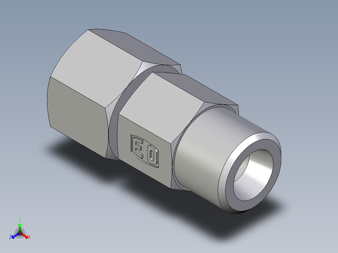卡套式工业通用硬管接头EO_Distance_piece_adapter_DA08SOMDCF正等轴测图